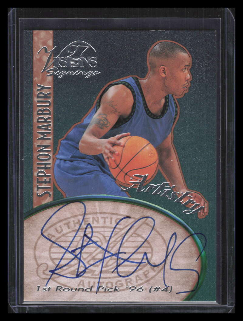 1997 Visions Signings Artistry Autographs a5 Stephon Marbury Auto