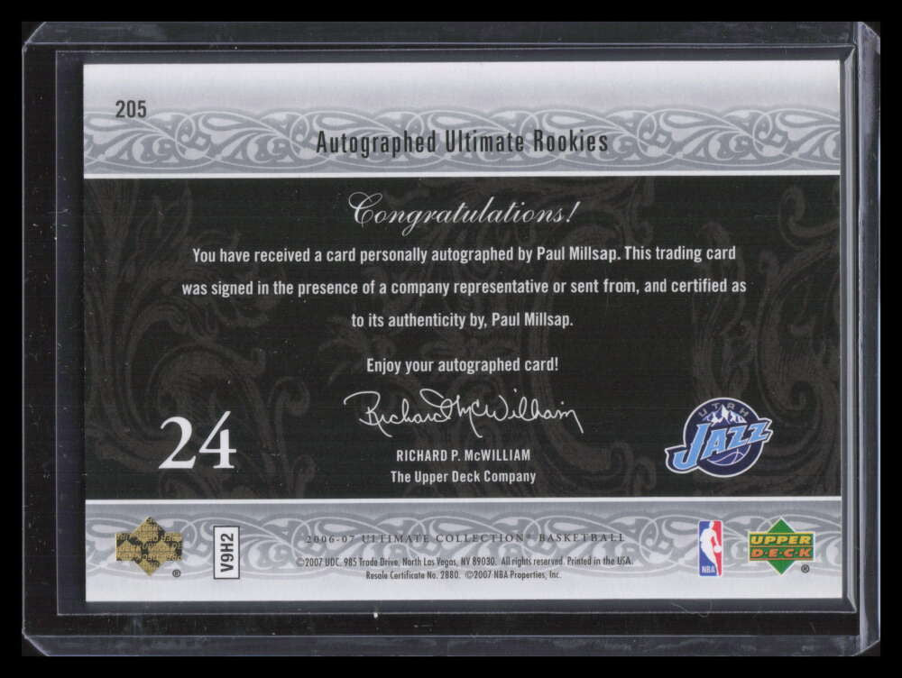 2006-07 Ultimate Collection 205 Paul Millsap Rookie Auto 71/350