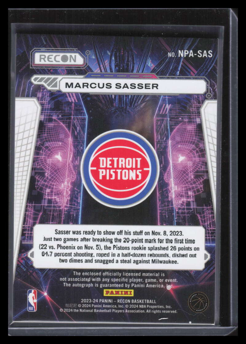 DELETE 149187 2023-24 Panini Recon Novice Autographs 25 Marcus Sasser Rookie Jersey Auto 70/75