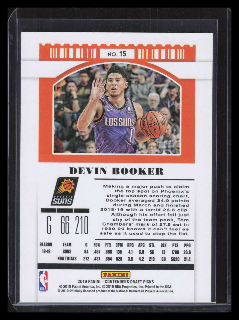 2019-20 Panini Contenders Draft Picks Draft Ticket 15 Devin Booker 45/99