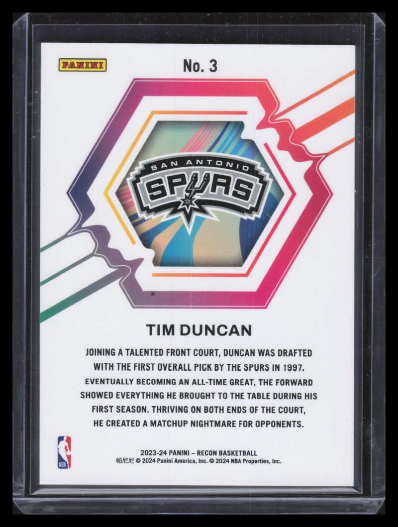 2023-24 Panini Recon Rookie Review 3 Tim Duncan