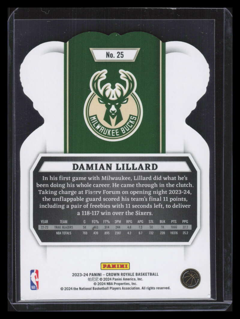 2023-24 Crown Royale Crystal Blue 25 Damian Lillard 57/99