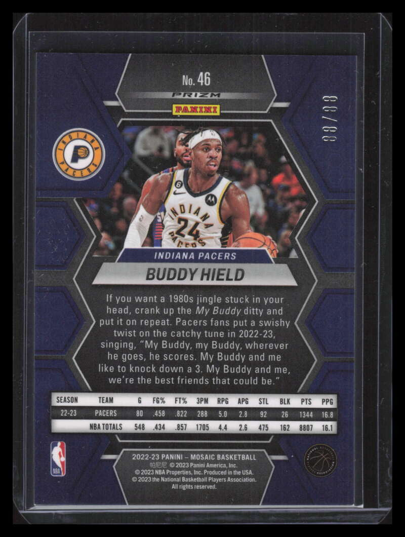 2022-23 Panini Mosaic Choice Fusion Red Yellow Refractor 46 Buddy Hield 88/88