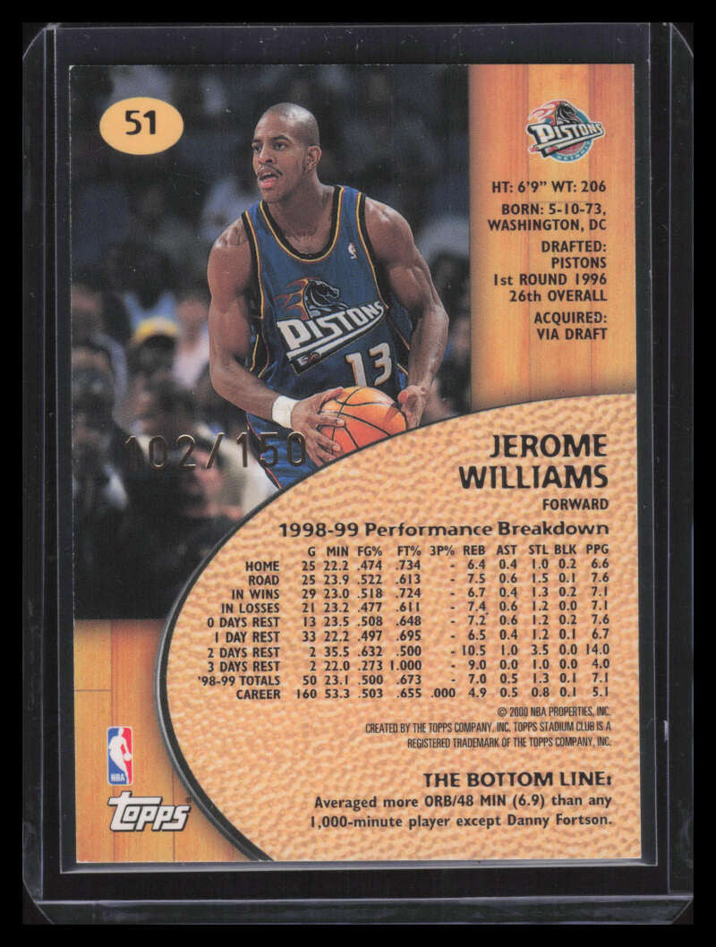 1999-00 Stadium Club One of a Kind 51 Jerome Williams 102/150