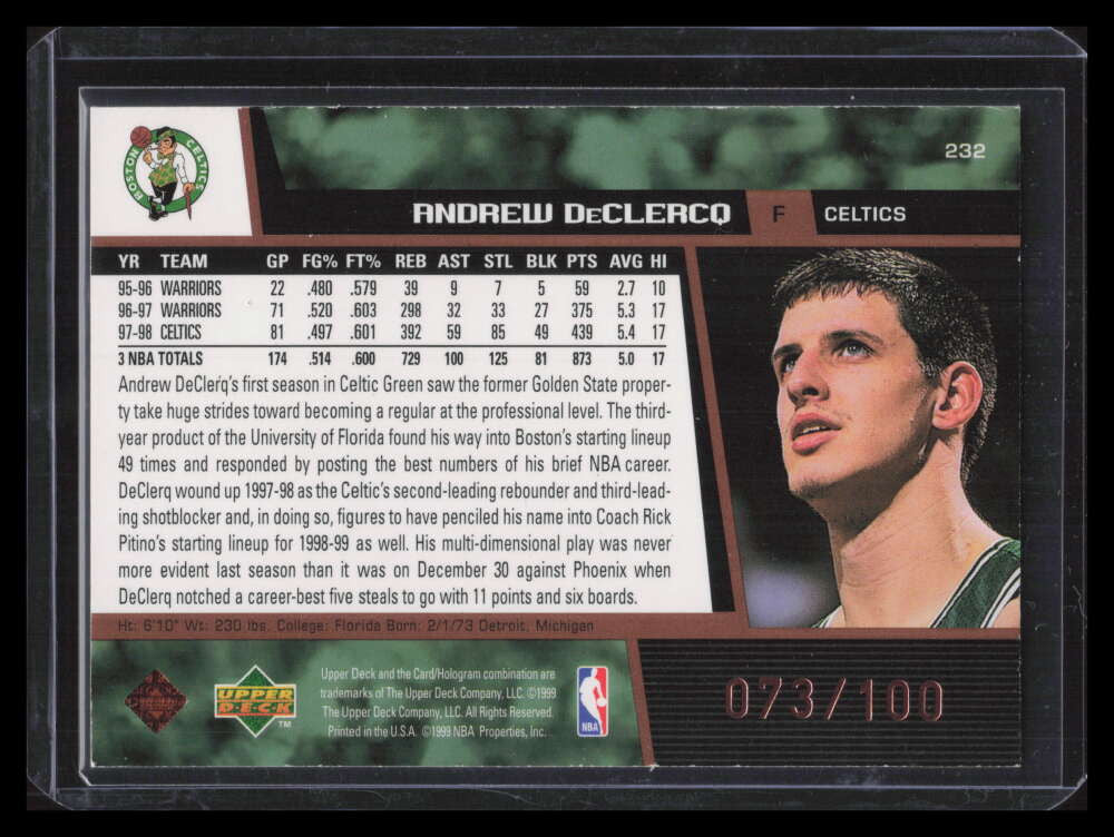 1998-99 Upper Deck Bronze 232 Andrew DeClercq 73/100