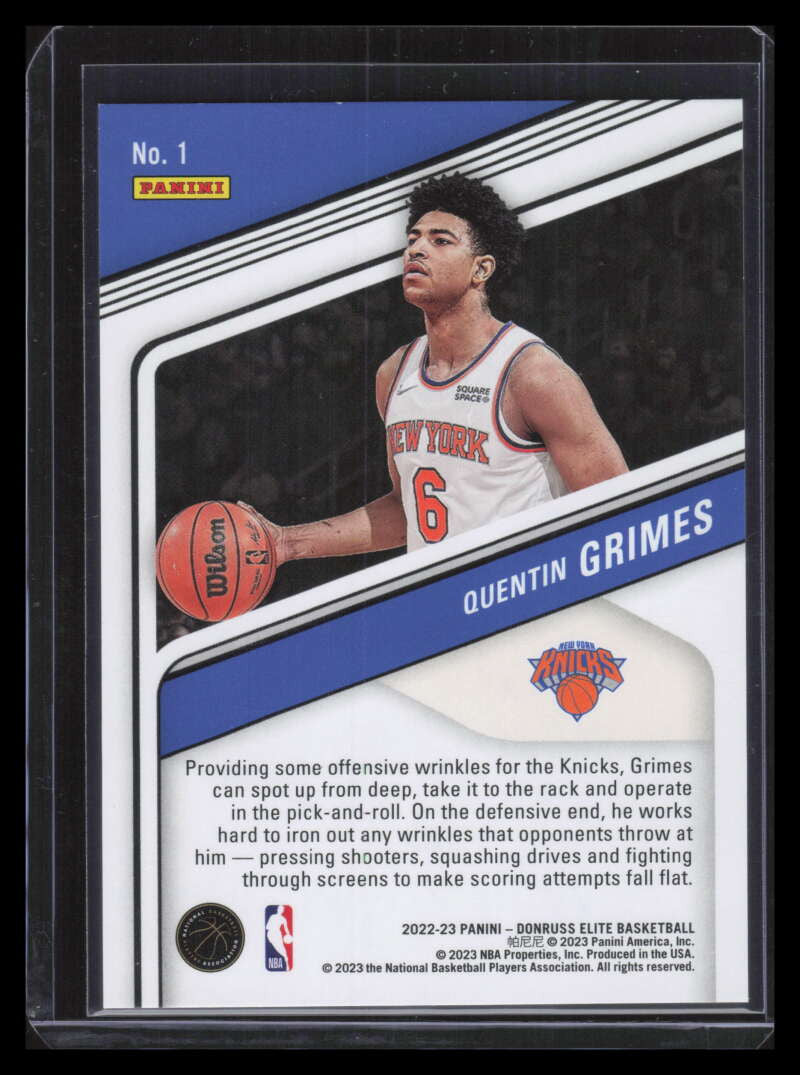 2022-23 Elite FOTL Pink 1 Quentin Grimes 3/17