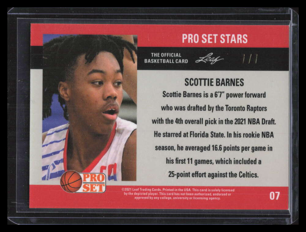 2021 Leaf Pro Set Stars Metal Rainbow Orange 7 Scottie Barnes Rookie 7/7