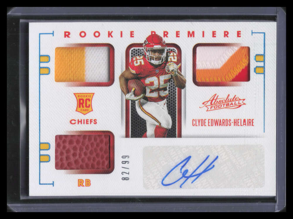 2020 Absolutte Spectrum 221 Clyde Edwards-Helaire Rookie Ball Patch Auto 82/99
