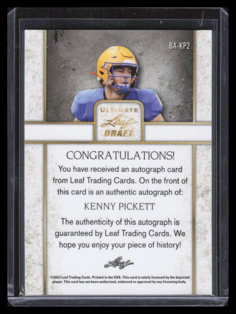 2022 Leaf Ultimate Draft Emerald Spectrum bakp2 Kenny Pickett Rookie Auto 24/35