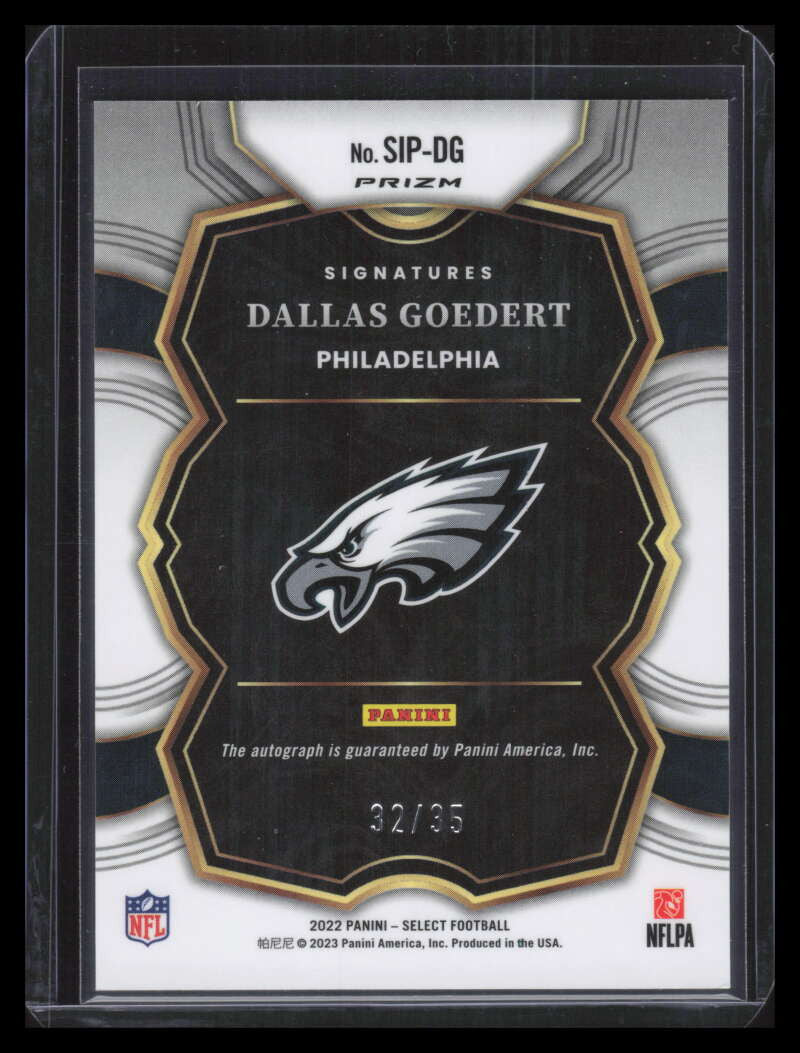 2022 Select Signatures Prizm Light Blue 33 Dallas Goedert Auto 32/35