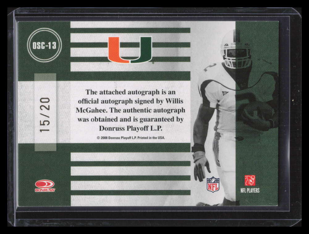 2008 Donruss Classics Old School Colors Autographs 13 Willis McGahee Auto 15/20