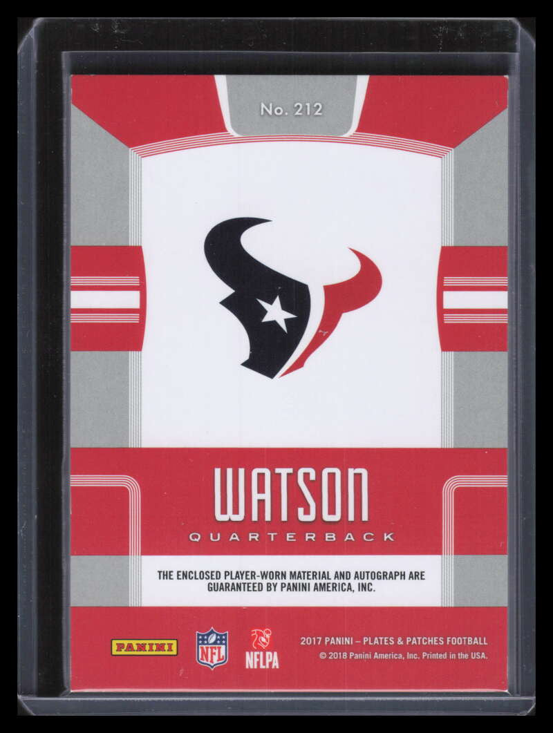 2017 Panini Plates and Patches 212 Deshaun Watson Rookie Patch Auto 33/50