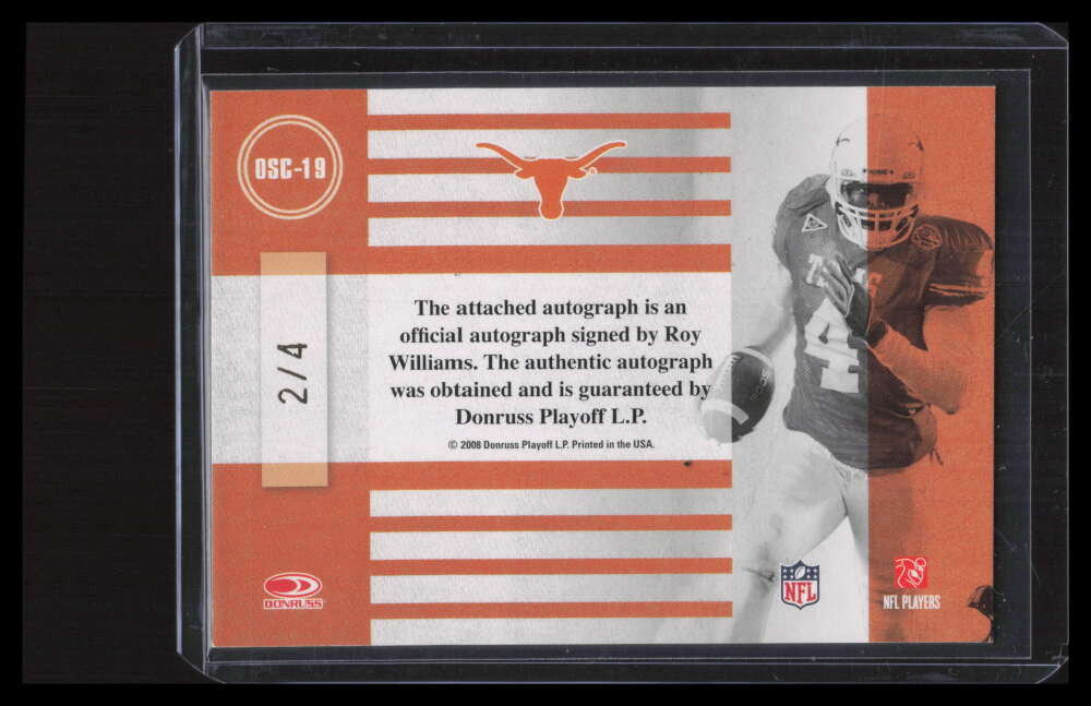 2008 Donruss Classics Old School Colors Autographs 19 Roy Williams Auto 2/4