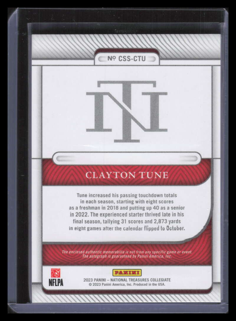 2023 National Treasures College Silhouettes Clayton Tune Rookie Patch Auto 16/39