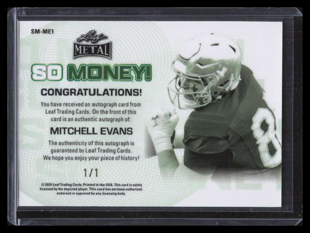 DELETE 149498 2024 Leaf Metal So Money Autographs Mojo Galaxy Mitchell Evans Rookie Auto 1/1