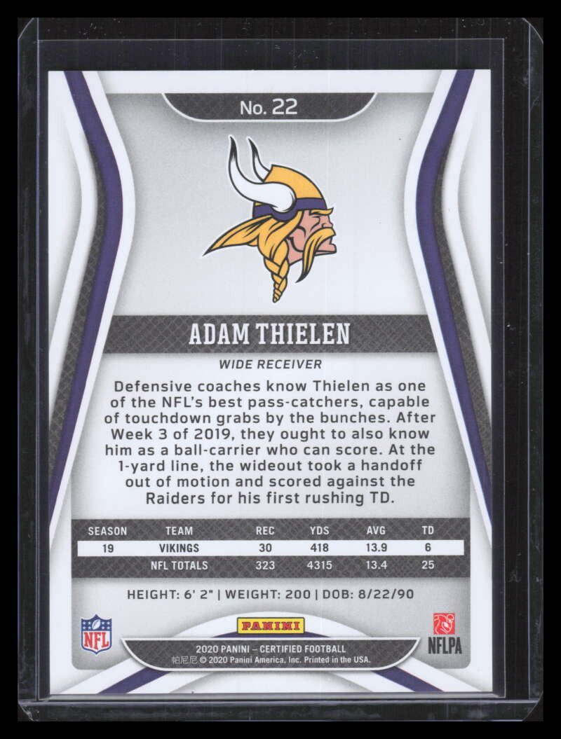2020 Certified Mirror Blue 22 Adam Thielen 34/75