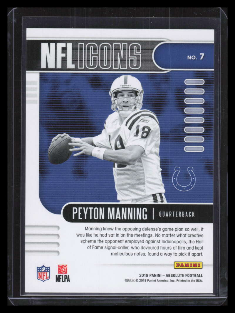 2019 Absolute NFL Icons Spectrum Orange 7 Peyton Manning 3/75