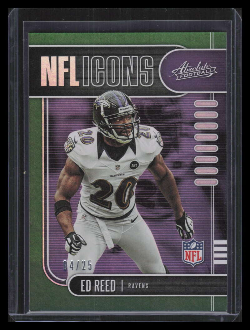 2019 Absolute NFL Icons Spectrum Green 19 Ed Reed 4/25