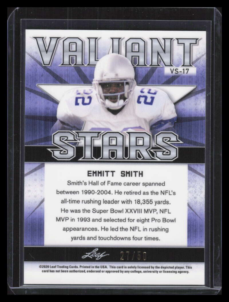 2020 Leaf Best of Sports Orange vs17 Emmitt Smith 27/50