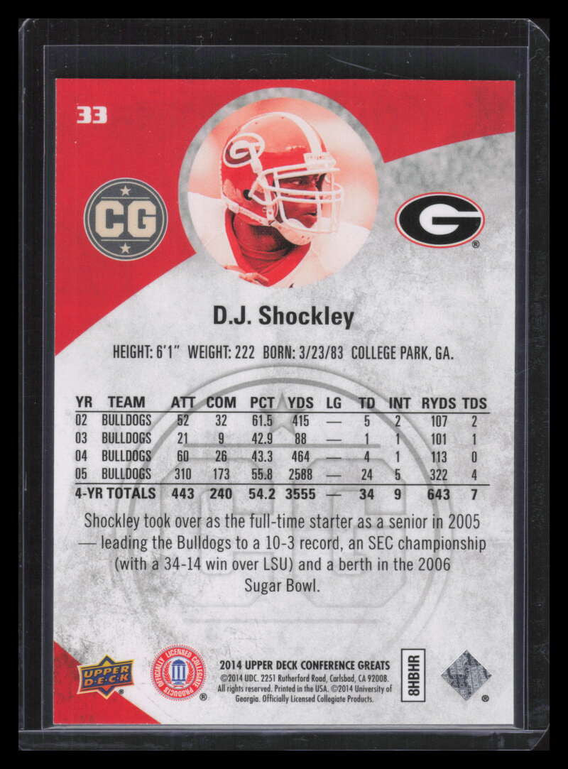 2014 Upper Deck Conference Greats Black 33 D. J. Shockley 3/10
