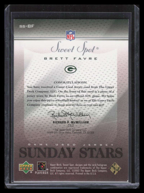 2002 Sweet Spot Sunday Stars Jerseys SSBF Brett Favre Jersey 65/150