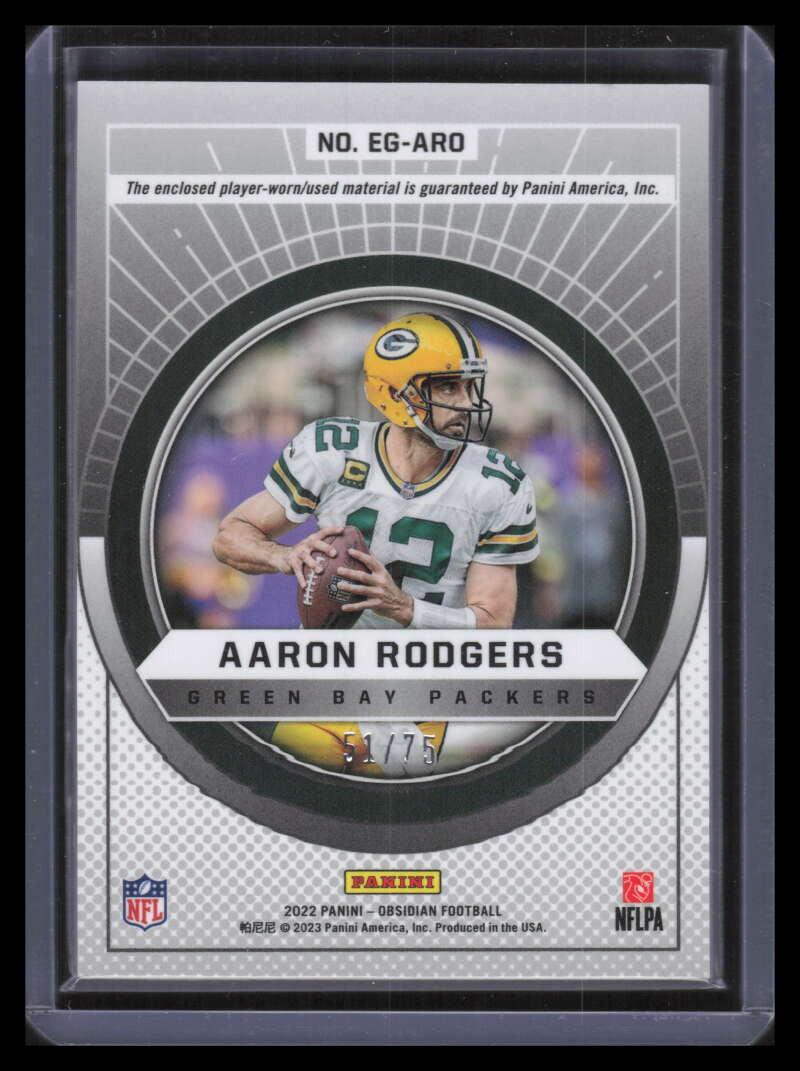 2022 Panini Obsidian Equinox Gear Electric Orange 16 Aaron Rodgers Jersey 51/75