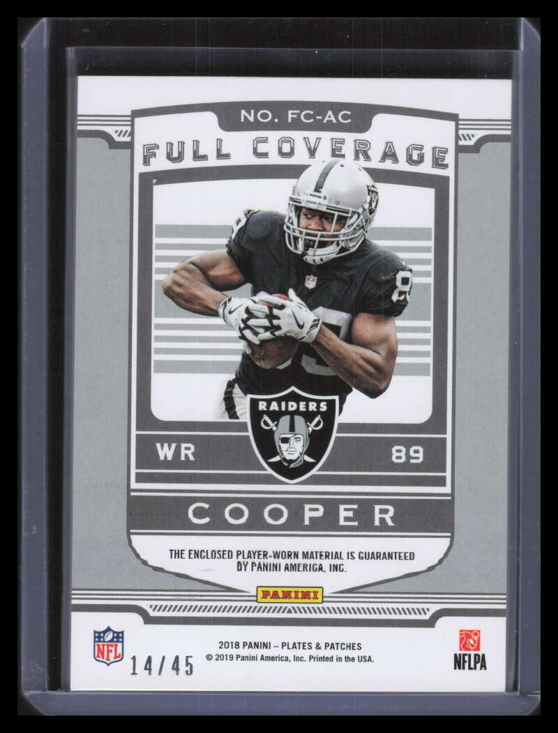2018 Panini Plates and Patches Full Coverage Blue Amari Cooper Jumbo Patch 14/45