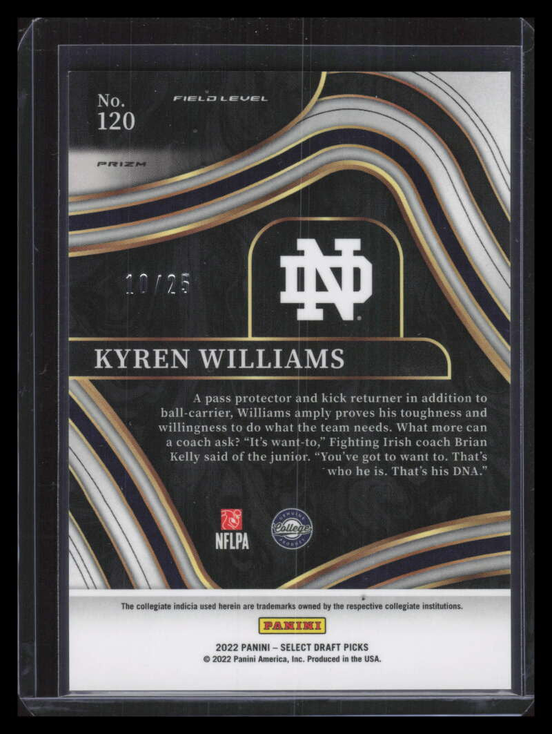 2022 Select Draft Picks Prizms Tie Dye Refractor 120 Kyren Williams Rookie 10/25