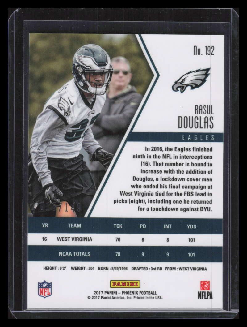 2017 Panini Phoenix Purple 192 Rasul Douglas Rookie 15/149