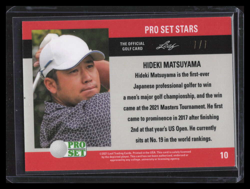 2021 Leaf Pro Set Stars Metal Rainbow Orange 10 Hideki Matsuyama Rookie 7/7