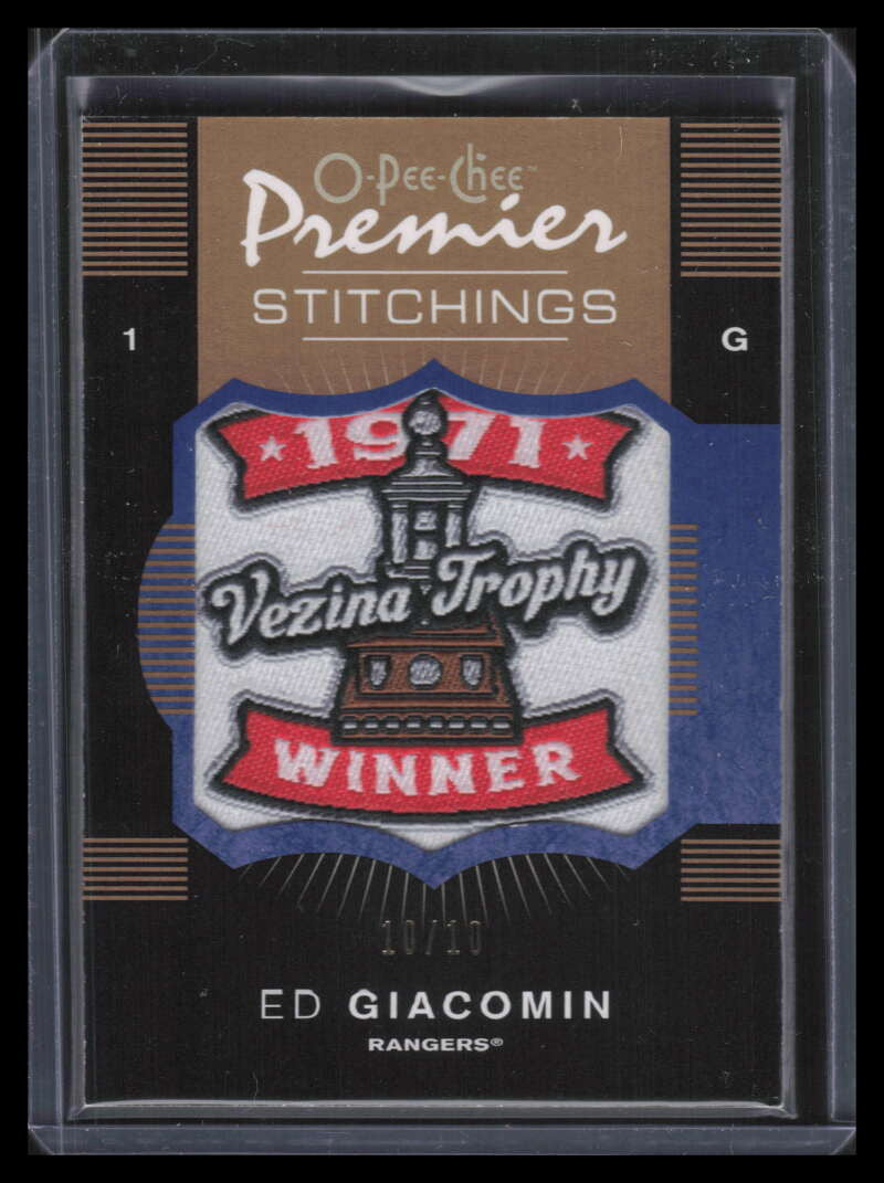 2007-08 OPC Premier Stitchings Variation Ed Giacomin 1971 Vezina Patch 10/10