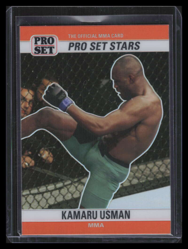 2021 Leaf Pro Set Stars Metal Rainbow Orange 2 Kamaru Usman 7/7