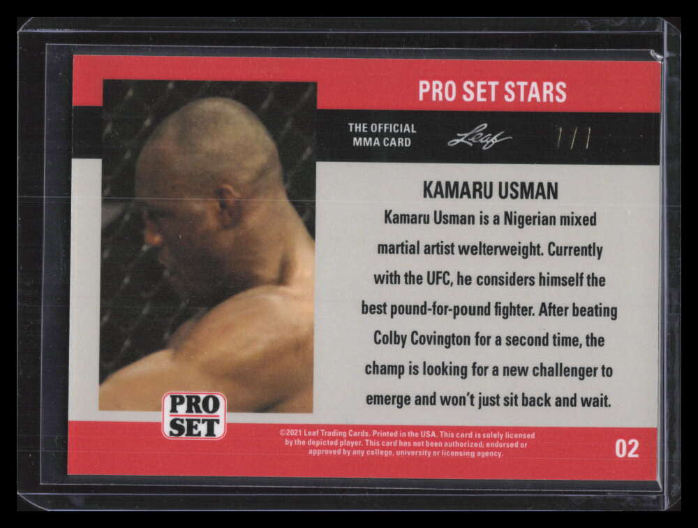 2021 Leaf Pro Set Stars Metal Rainbow Orange 2 Kamaru Usman 7/7