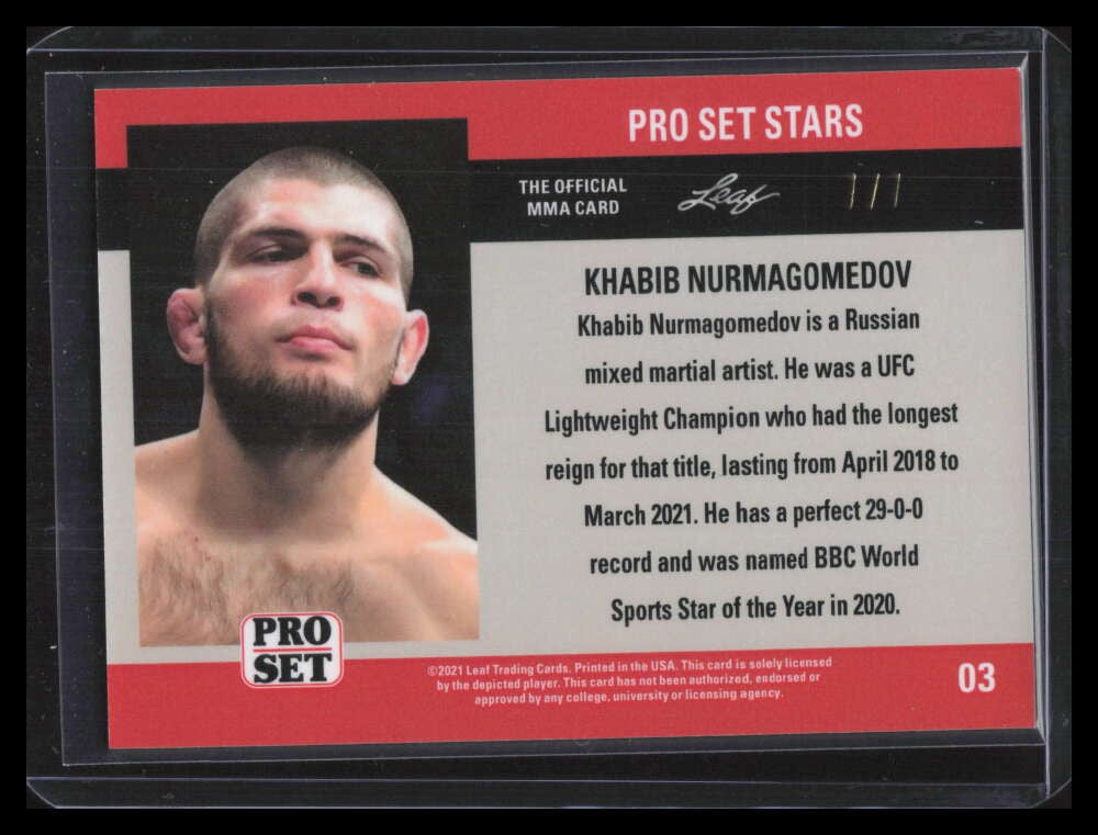 2021 Leaf Pro Set Stars Metal Rainbow Orange 3 Khabib Nurmagomedov 7/7