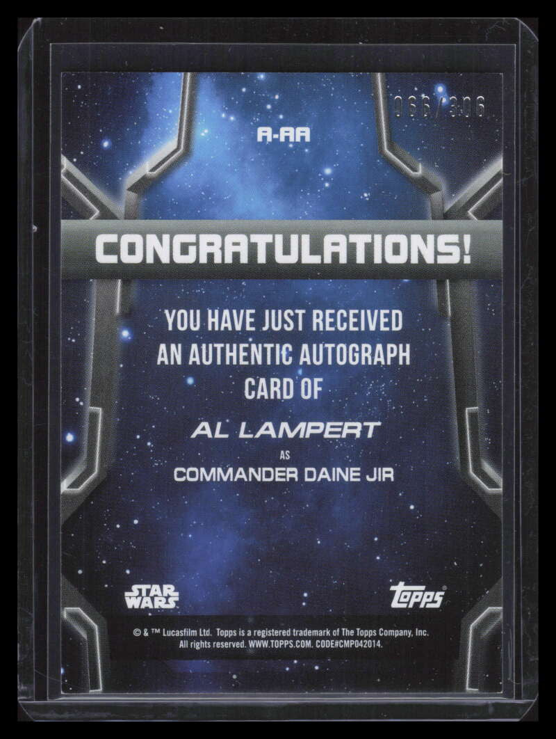 2020 Topps Star Wars Holocron Autographs AAA Al Lampert Auto 66/306 Daine Jir