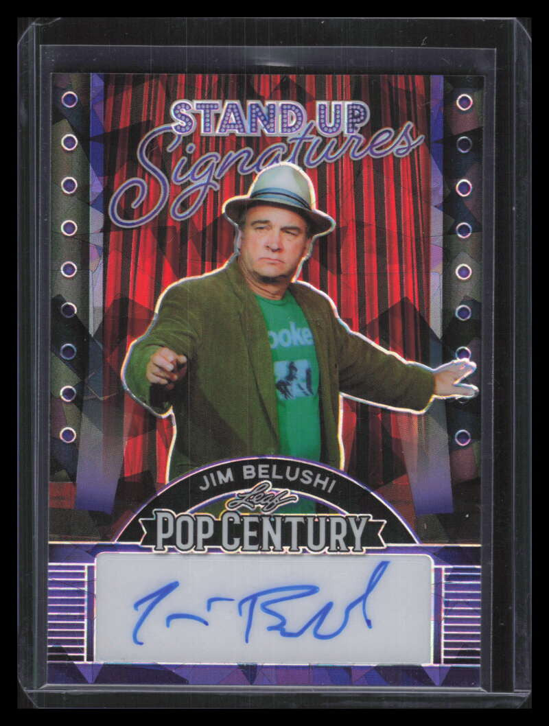 2023 Leaf Pop Century Metal Stand Up Signatures Purple Jim Belushi Auto 5/7