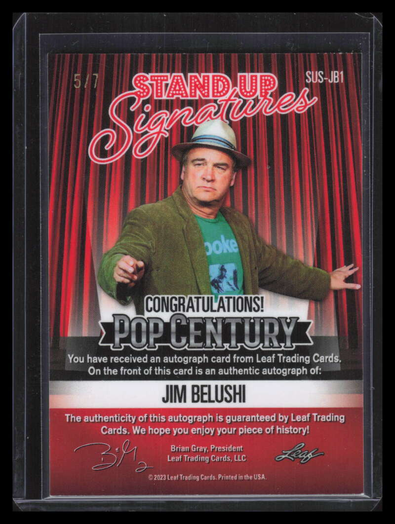 2023 Leaf Pop Century Metal Stand Up Signatures Purple Jim Belushi Auto 5/7