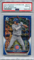 2023 Bowman Chrome Mega Box Blue Refractor Matt Mervis Rookie 11/150 PSA 10