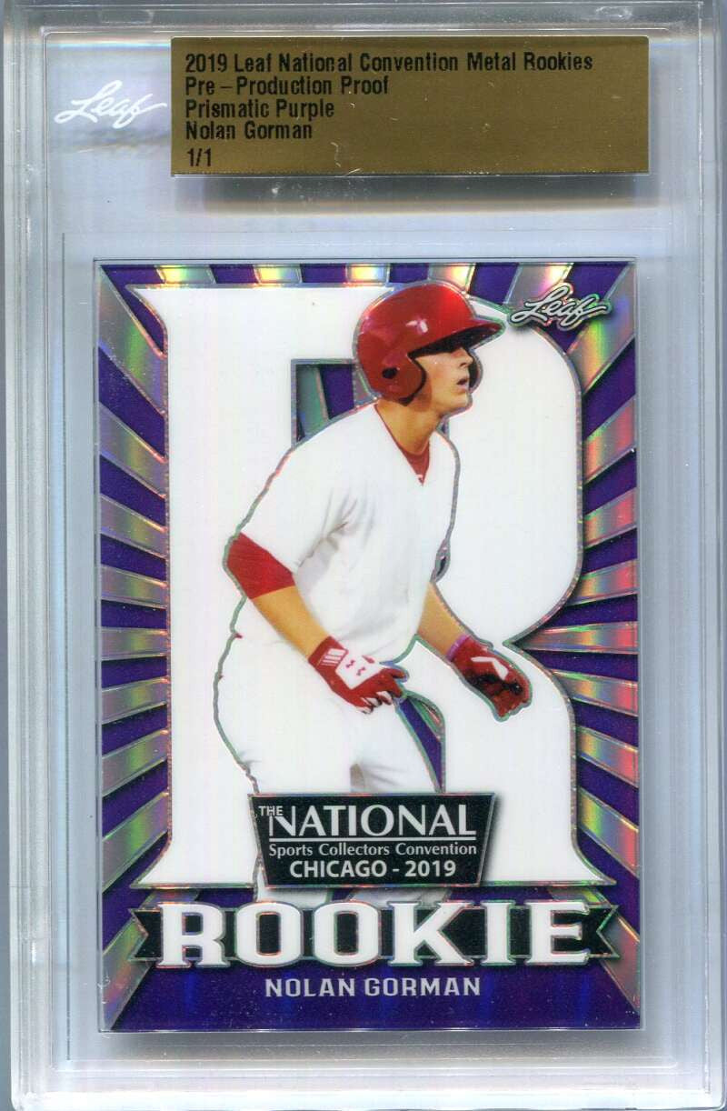 DELETE 149723 2019 Leaf National Convention Metal Pre-Production Proof Nolan Gorman Rookie 1/1