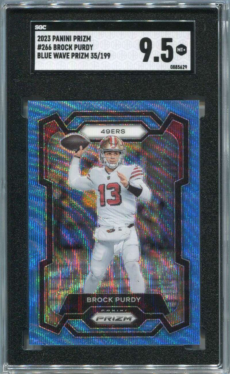 2023 Panini Prizm Prizms Blue Wave Refractor 266 Brock Purdy 35/199 SGC 9.5 MT+