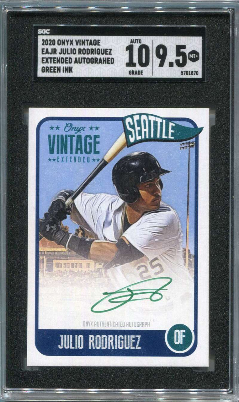 2020 Onyx Vintage Autographs Green Ink Julio Rodriguez RC Auto /50 SGC 9.5 10