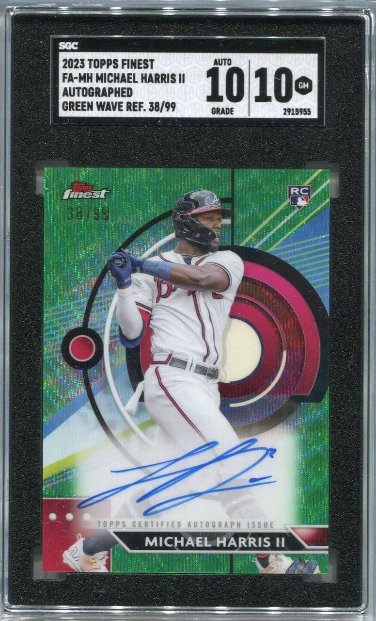 2023 Finest Autograph Green Wave Refractor Michael Harris Rookie Auto /99 SGC 10