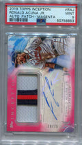 2019 Topps Inception Autographs Magenta Ronald Acuna Jr. Patch Auto 18/75 PSA 9