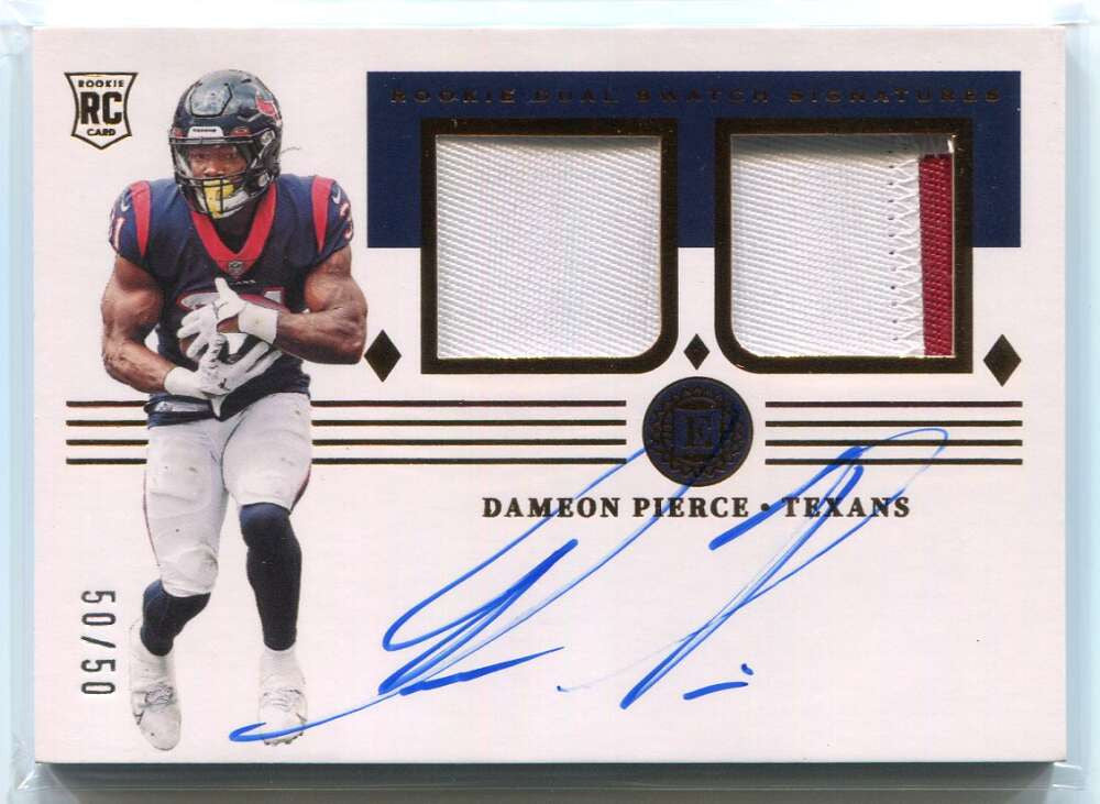 2022 Panini Encased Swatch Signatures Dameon Pierce Rookie Dual Patch Auto 50/50