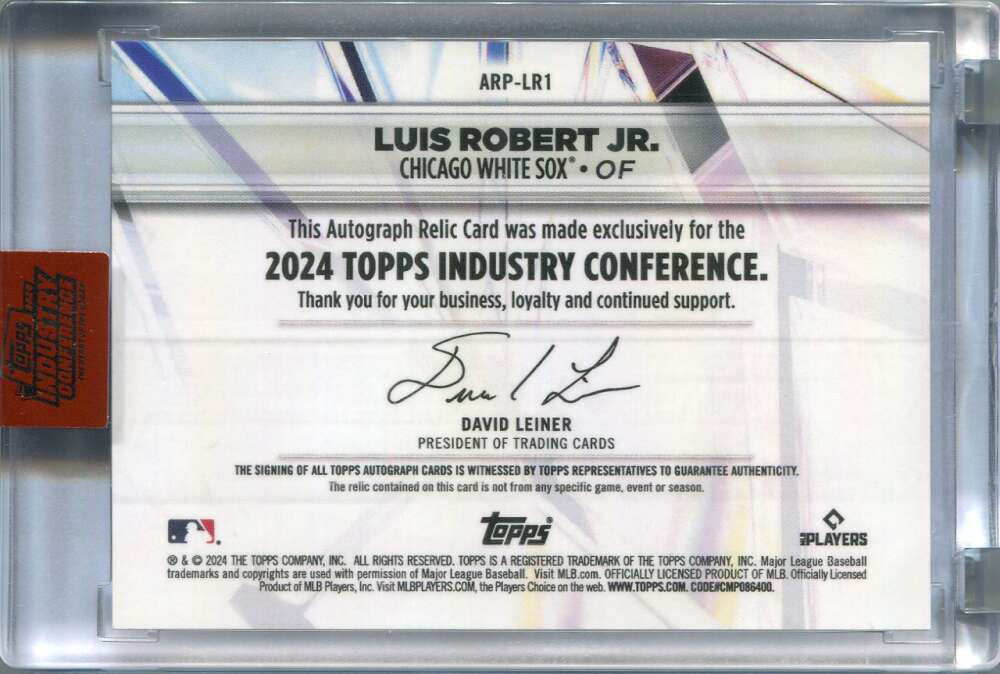 2024 Topps Industry Conference Autographs arplr1 Luis Robert Jr. Patch Auto 1/1