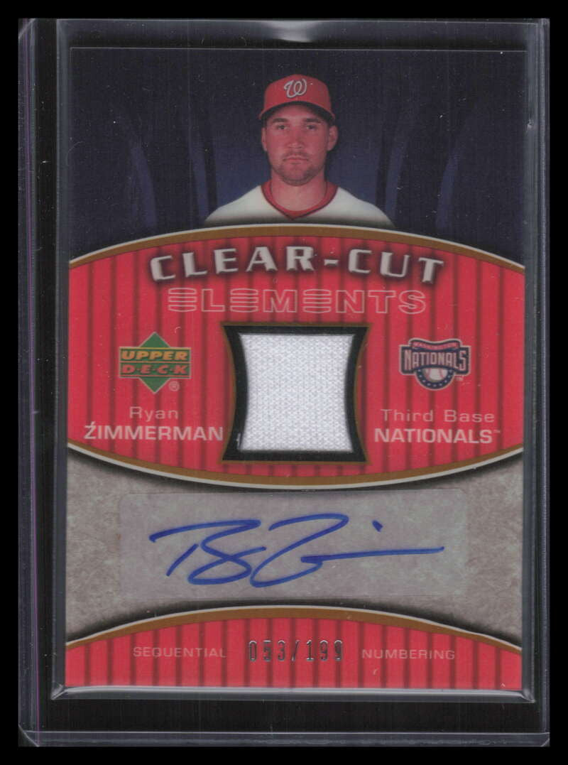 2007 Upper Deck Elements Clear Cut Silver RZ Ryan Zimmerman Jersey Auto 53/199