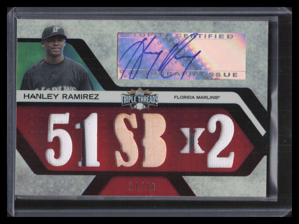 2008 Topps Triple Threads Relics Autographs Hanley Ramirez Bat Jersey Auto 11/18