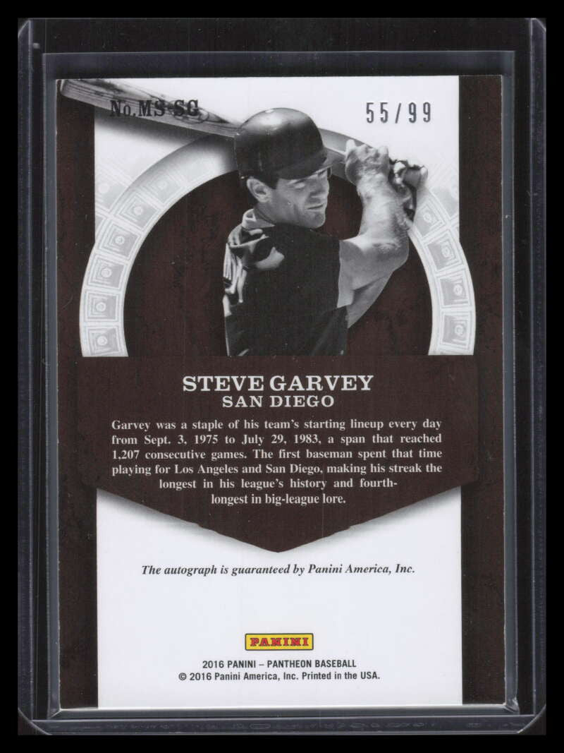 2016 Panini Pantheon Milestone Scripts 29 Steve Garvey Auto 55/99