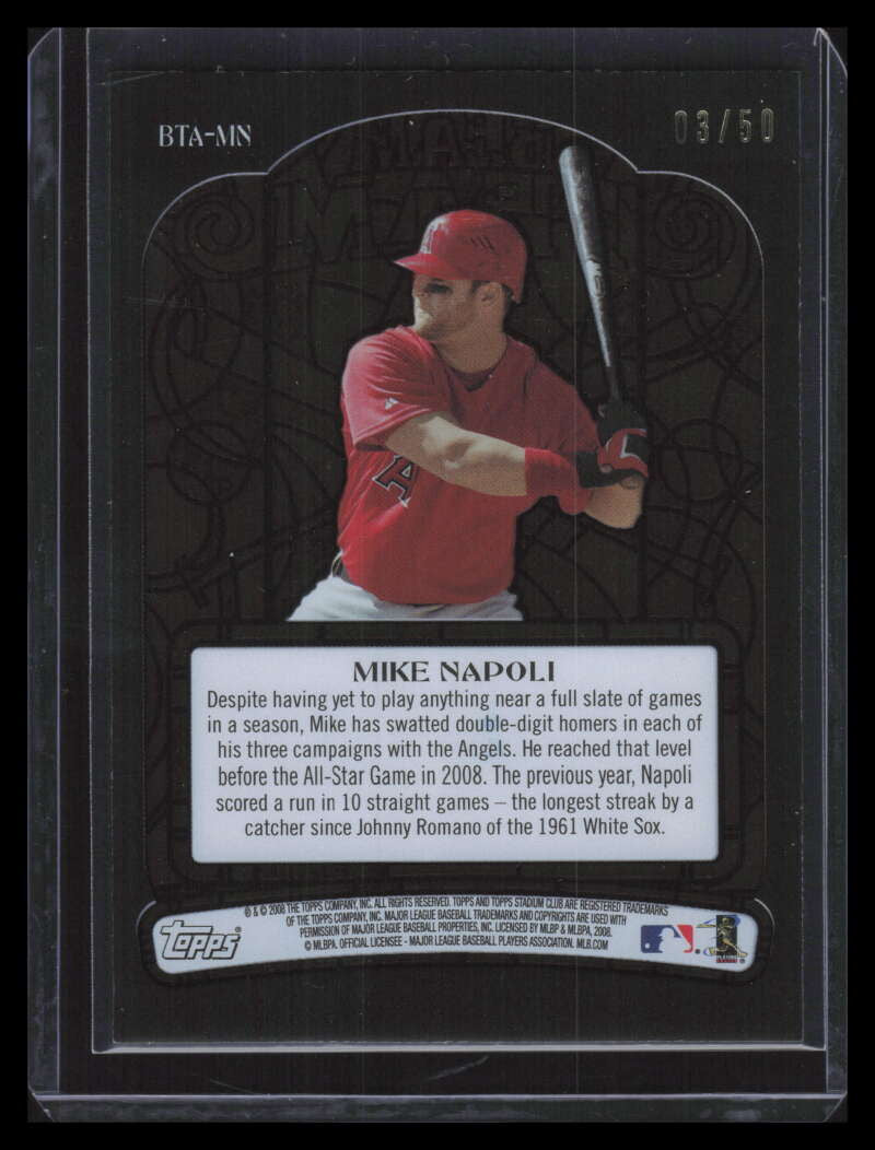 2008 Stadium Club Beam Team Autographs Gold MN Mike Napoli Auto 3/50