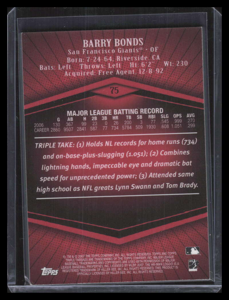 2007 Topps Triple Threads 75 Barry Bonds 1134/1350